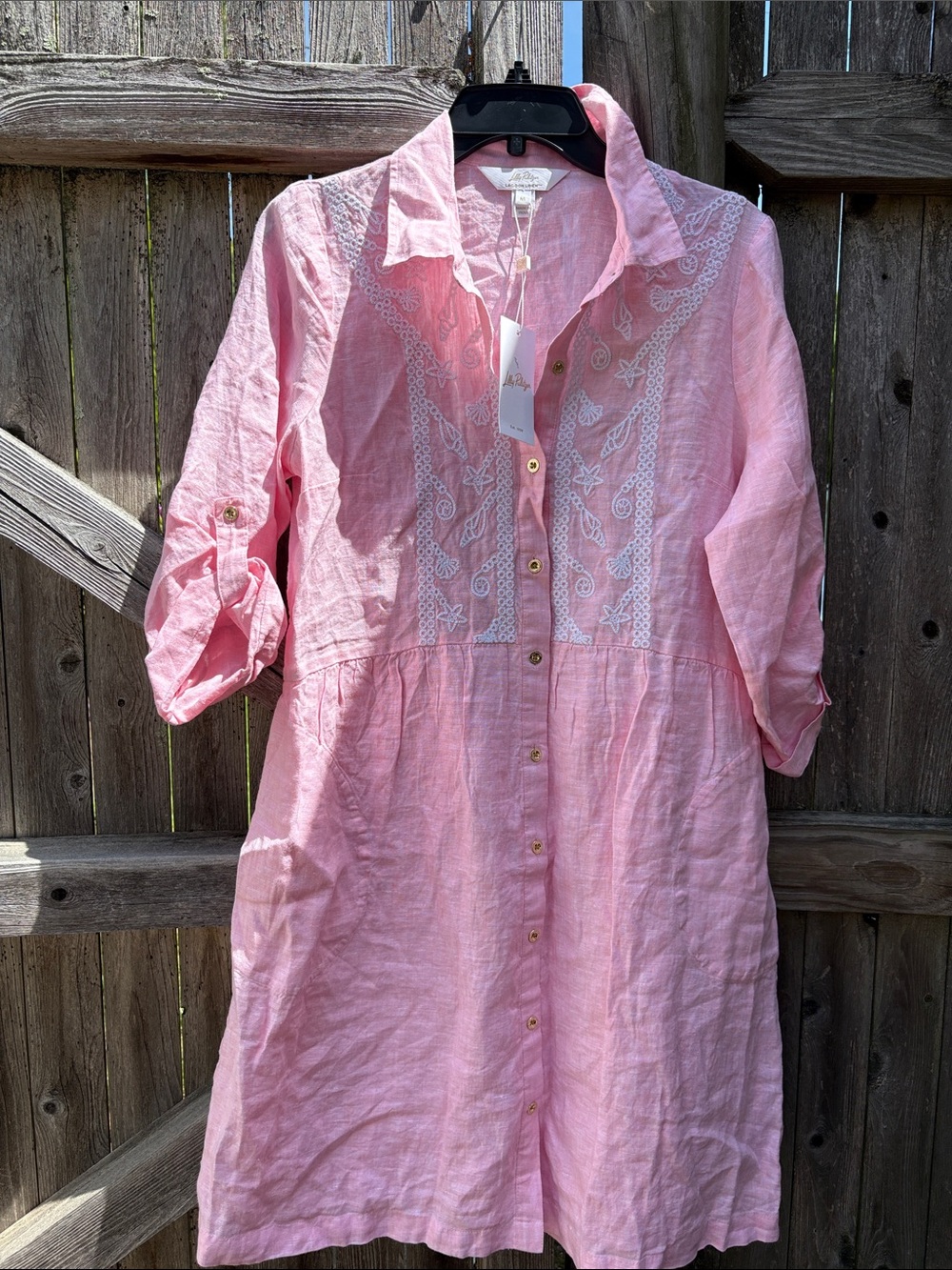 Lily Pulitzer medium Lagoon Linen Shaela Dress in pink sorbet resort. NWT!!!